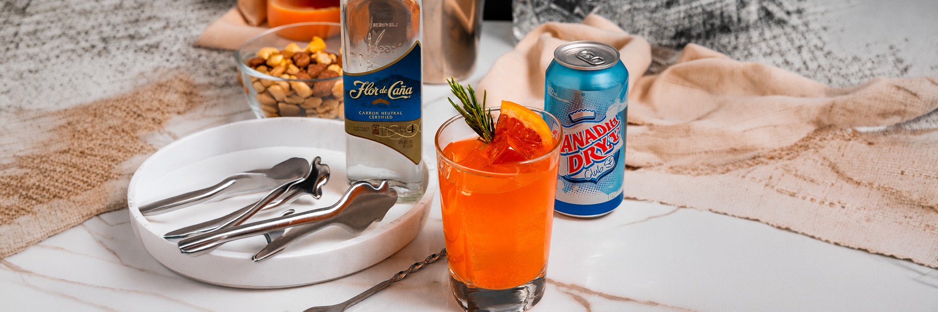 Kickoff Rum Cooler Recipe | Roatan Provision Kickoff rum cooler cocktail with Flor de Caña rum and Canada Dry from Roatan Provision