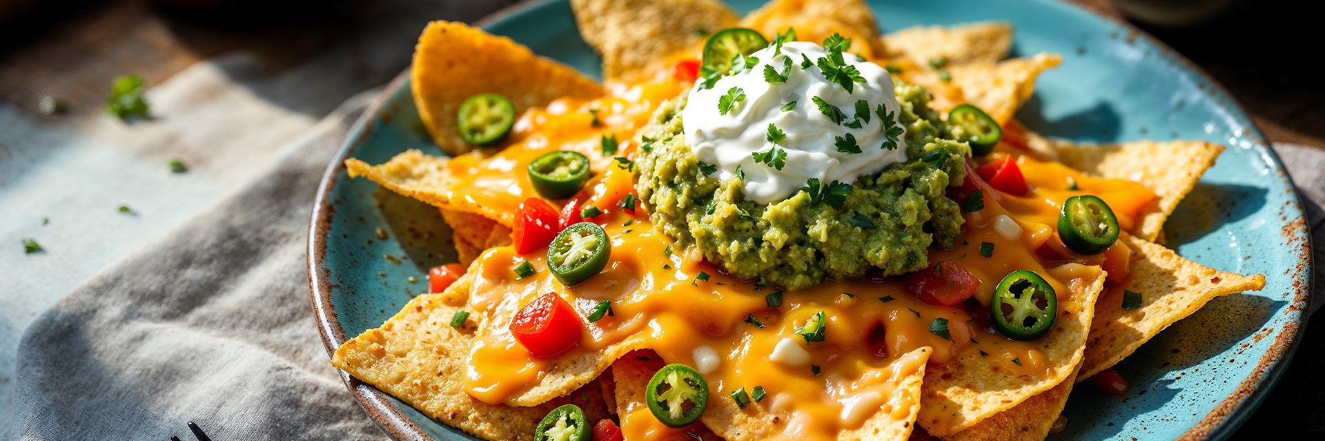 Loaded Game Day Nachos Recipe | Roatan Provision Loaded game day nachos with cheese, guacamole, sour cream and jalapeños from Roatan Provision